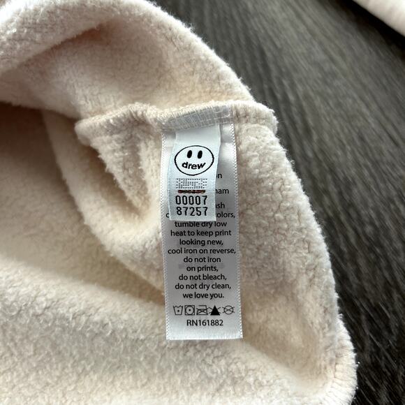 Authentic EUC Drew House Mascot Hoodie Chalk White Smiley‎ Face Logo M Pullover - Picture 8 of 15